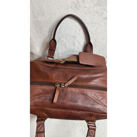 NFL Dallas Cowboys Brown Genuine Leather Weekender Duffel Bag New With Tags - Picture 8 of 16